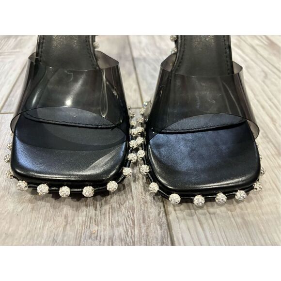 Delicacy dressy black slide on heels with diamonds size 7 1/2 - Picture 4 of 9